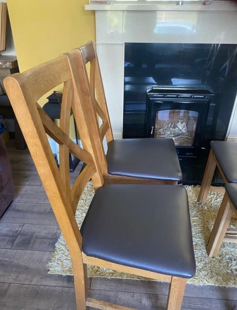 4 Solid Oak Chairs - Image 3