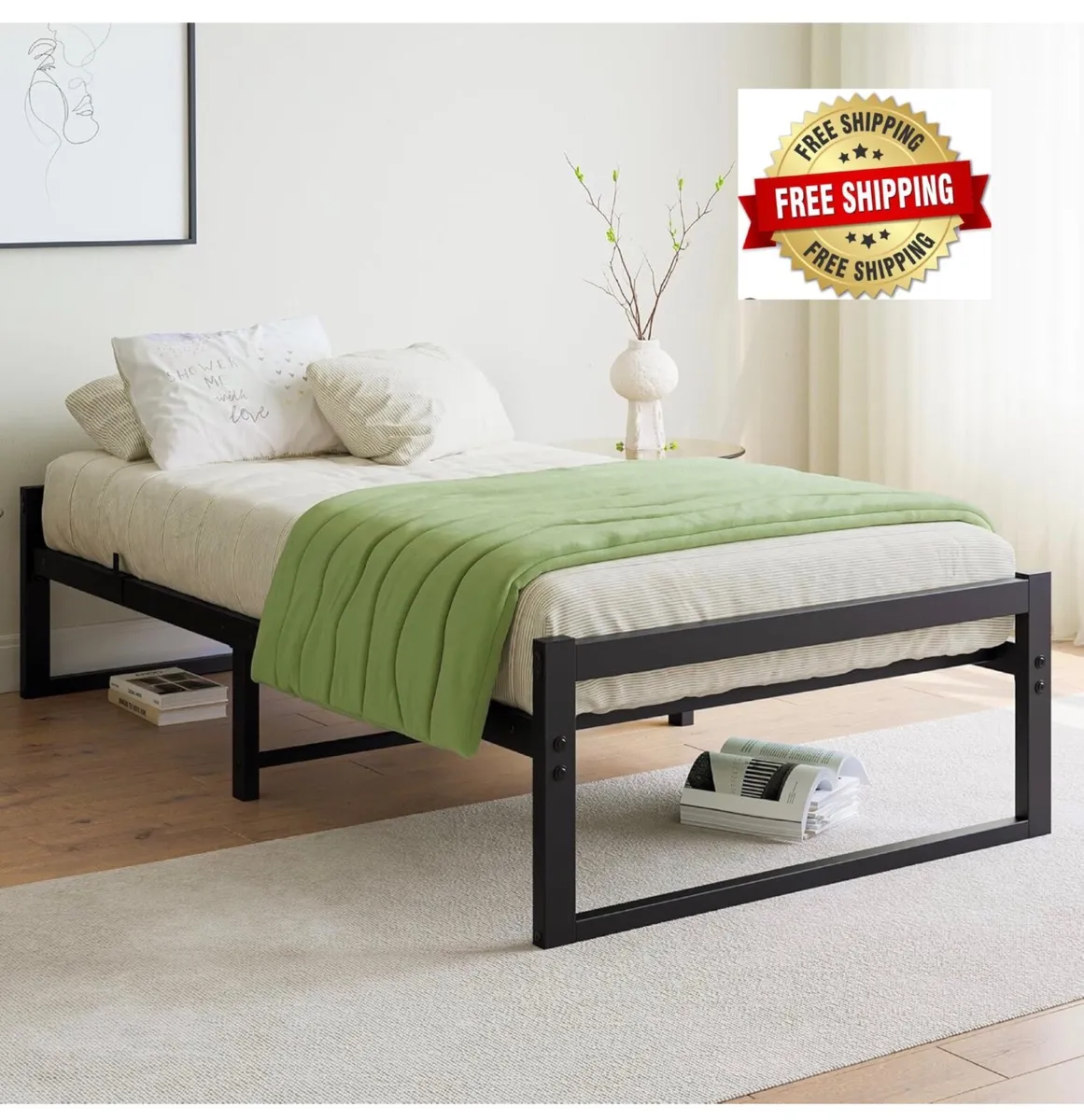 Single Bed Frame,Heavy Duty Metal Platform - Image 1