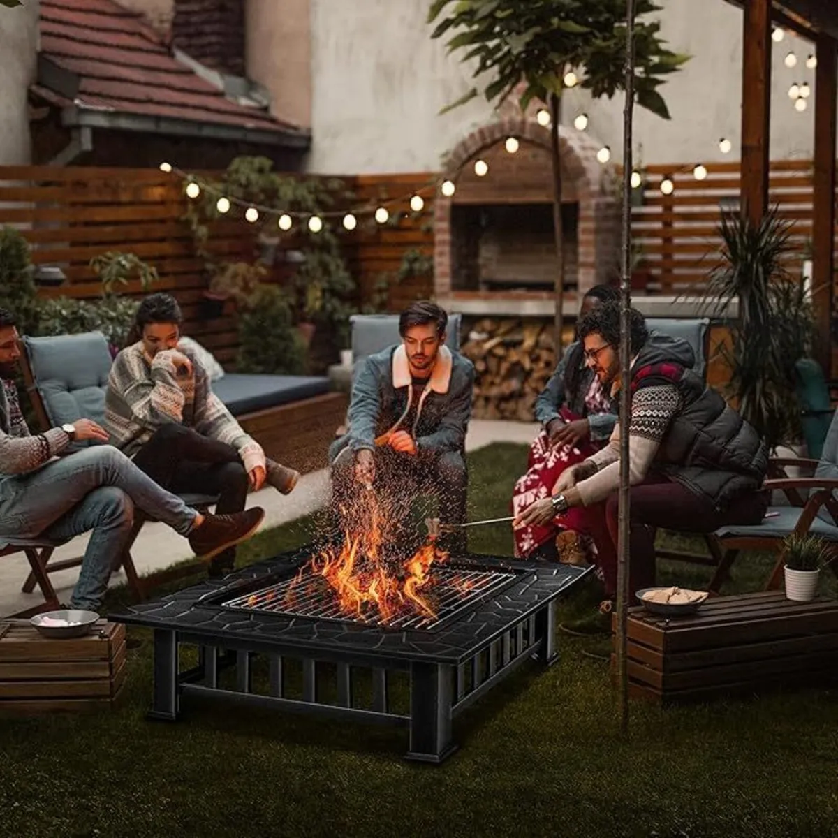 Fire Bowl with Spark Protection & Grill Grate - Image 4
