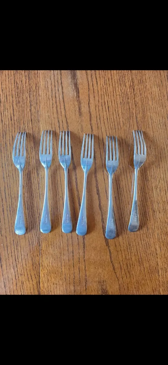 Set of 6 Solid Silver Forks (450g) - Image 1