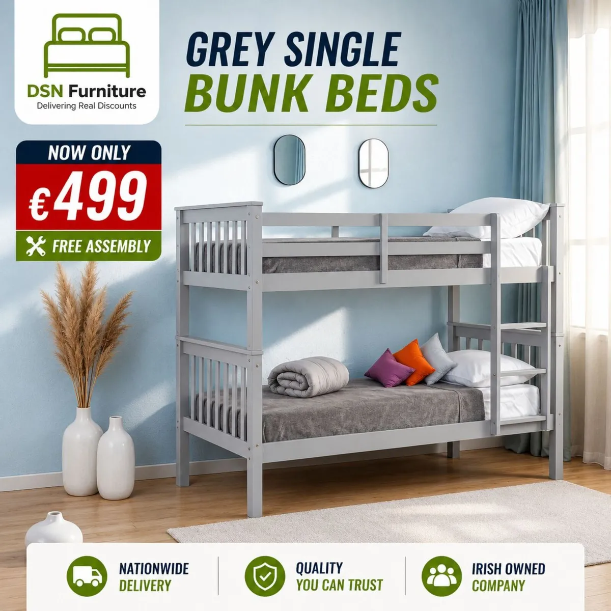 SINGLE BUNK BEDS ( FREE ASSEMBLY )