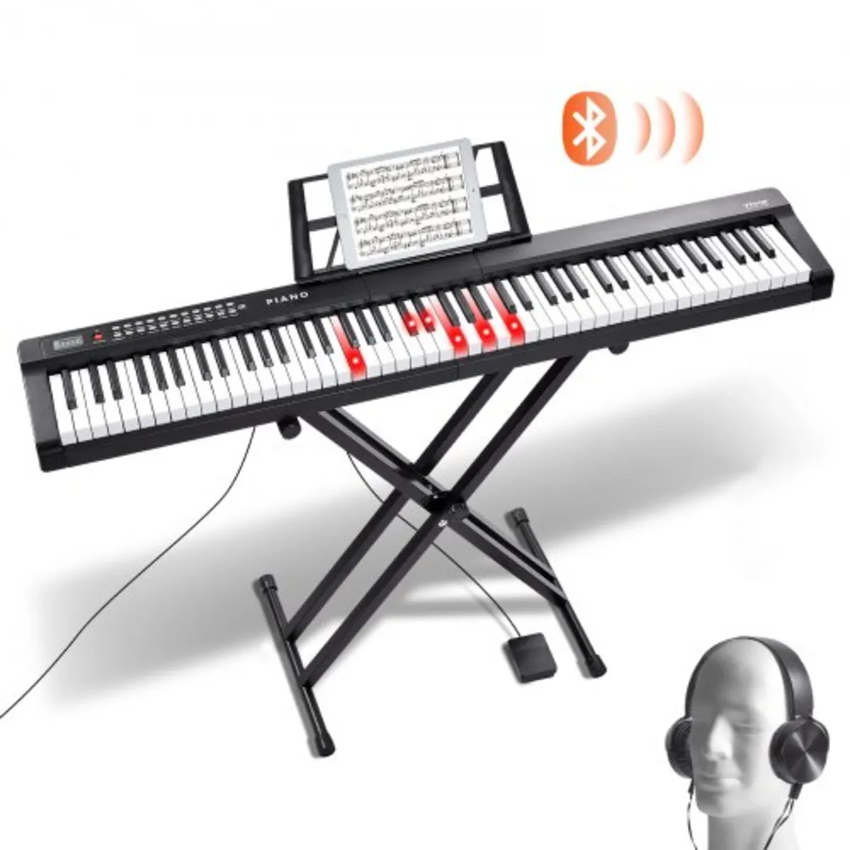88 Key Digital Piano Keyboard, Semi Weighted Keys, - Image 1