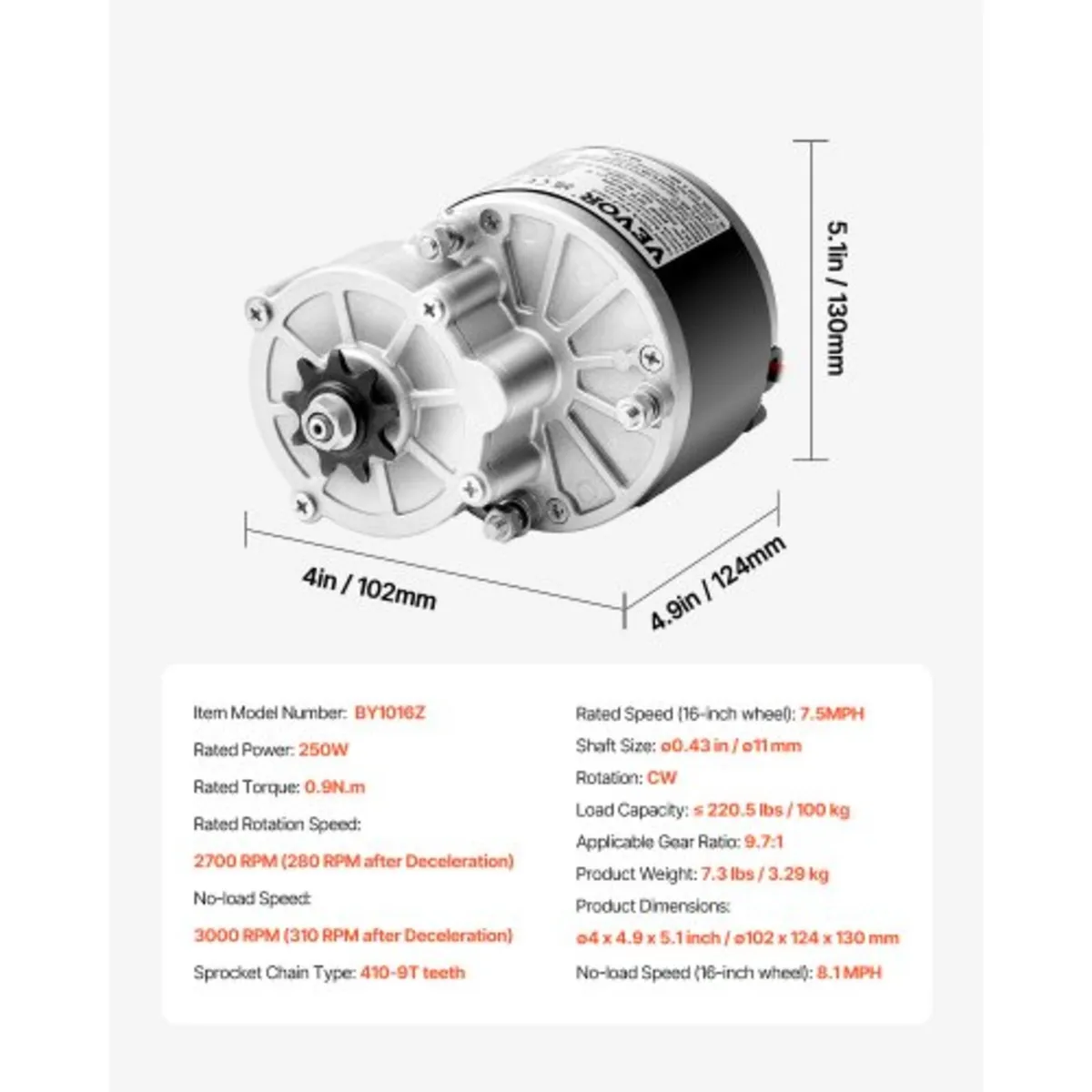 250W Electric Powerful DC Motor Kit - 24V 2700rpm - Image 3
