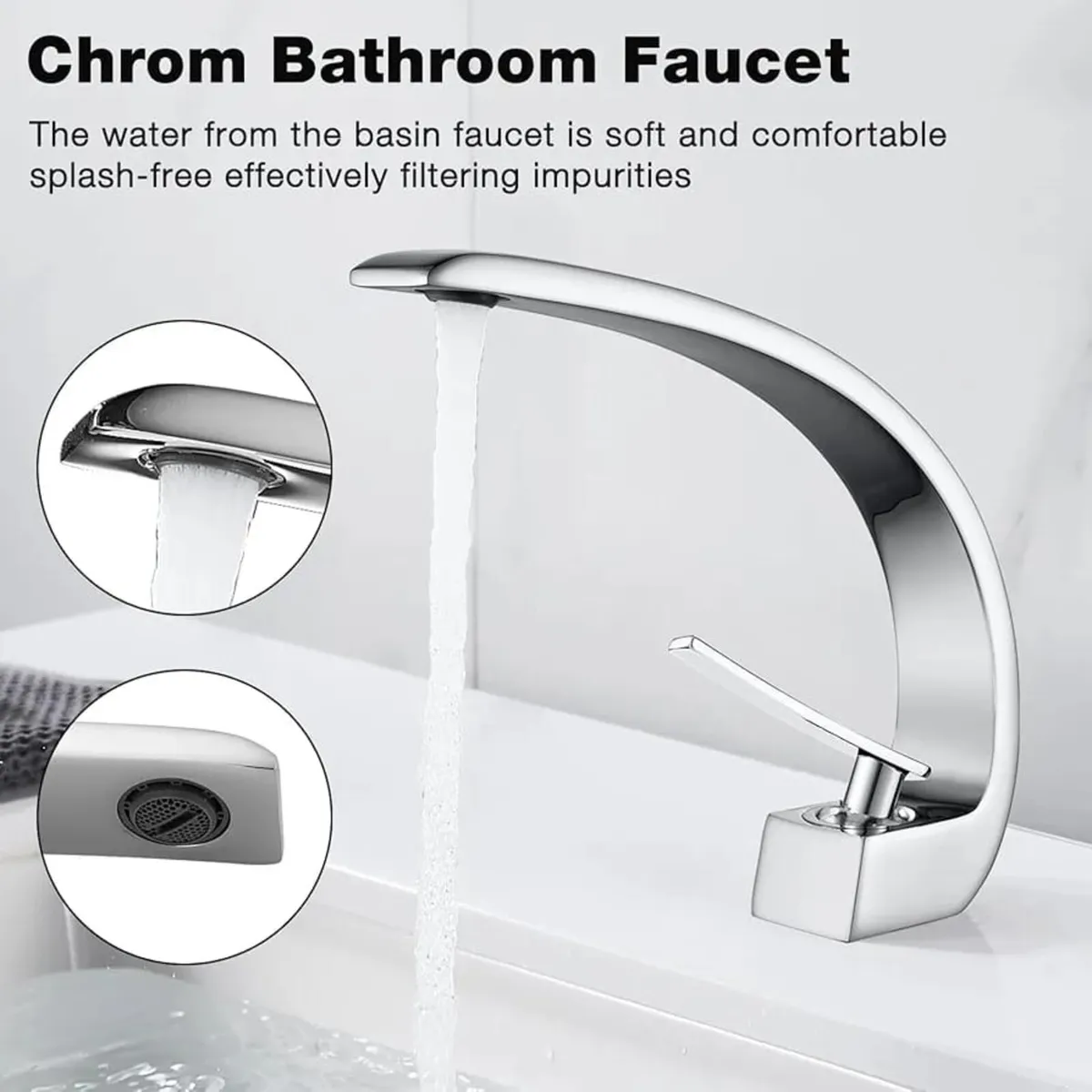 Bathroom Taps Basin Mixer Tap Chrome Single Lever - Image 4