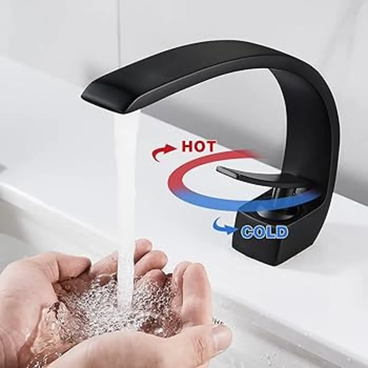 Taps Black Basin Mixer Tap Single Lever Bathroom S - Image 4