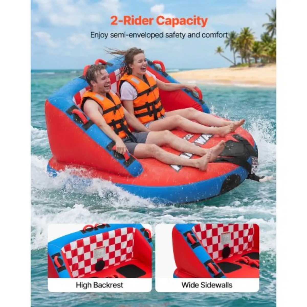 Towable Tubes for Boating, 2-Rider Inflatable Towa - Image 4