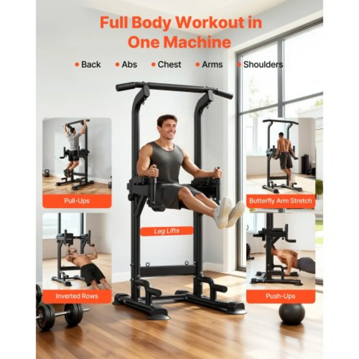 Pull Up Bar, 150kg Power Tower Dip Station, Workou - Image 3