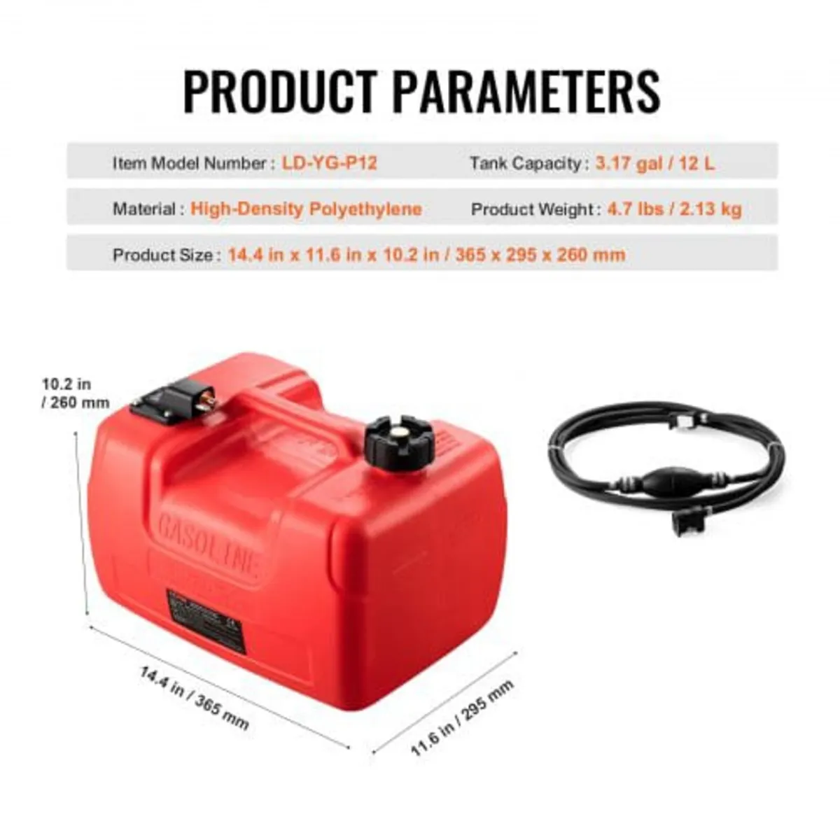 Boat Fuel Tank, 3.17-Gallon/12-L Marine Outboard T - Image 2