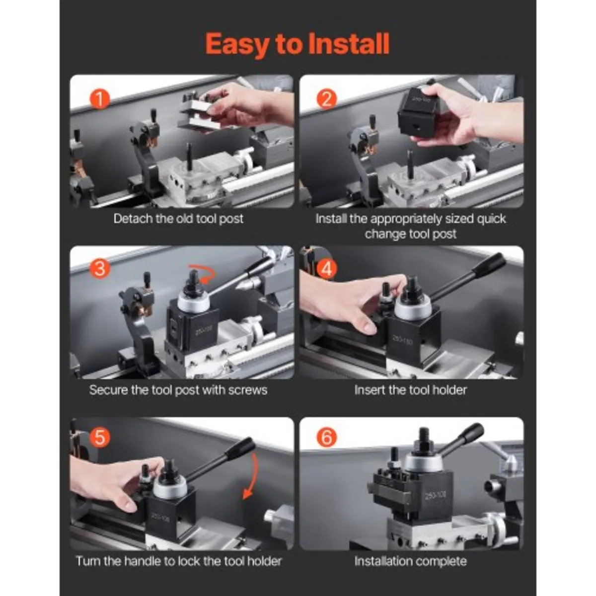 Quick Change Tool Post Set, 8 Pcs, Includes Lathe - Image 3