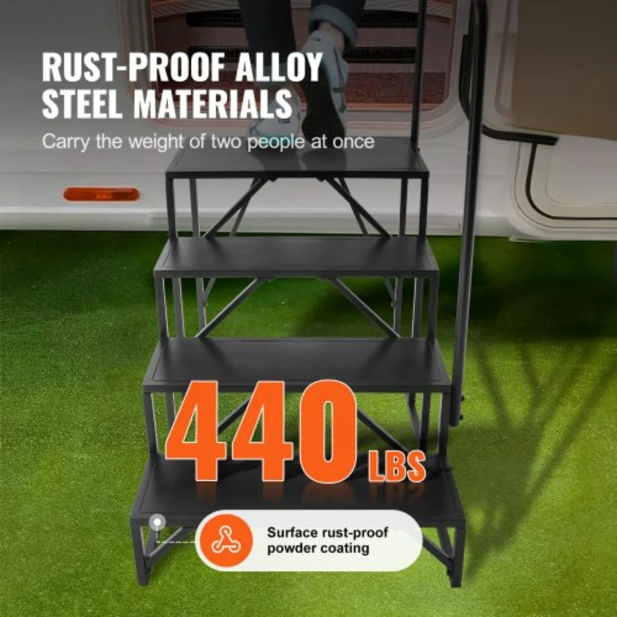 RV Steps, 4-Step RV Stairs, 440 LBS/199.6 kg Load - Image 3