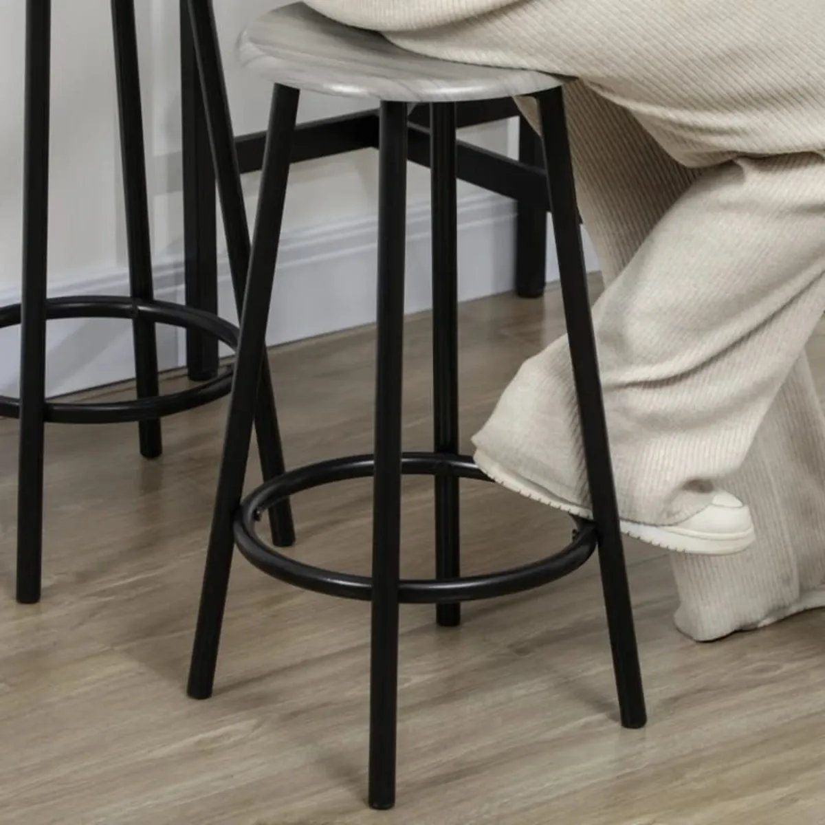 Five-Piece Industrial-Style Bar Table Set - Grey/B - Image 2