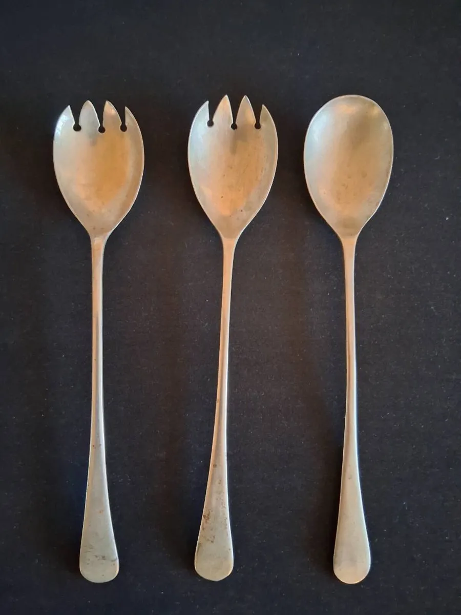 Gold Tone Salad Serving Spoons - Image 1