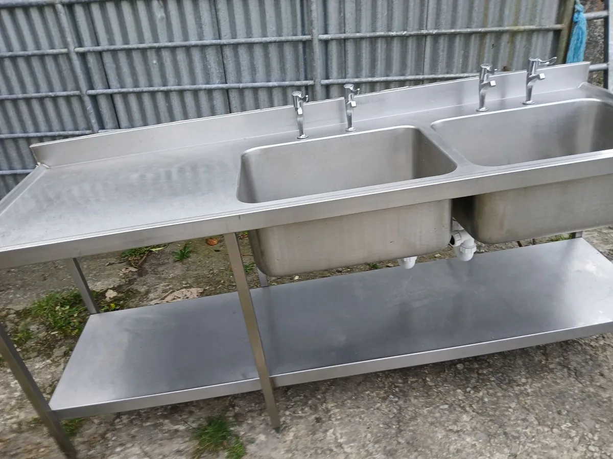 Staneless steel cabbinet double sink unit complete - Image 2