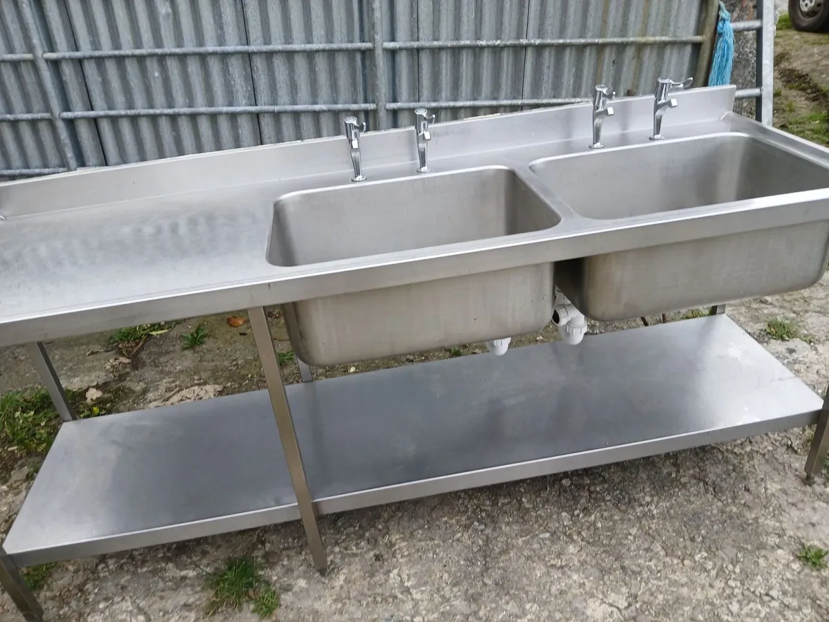 Staneless steel cabbinet double sink unit complete - Image 3