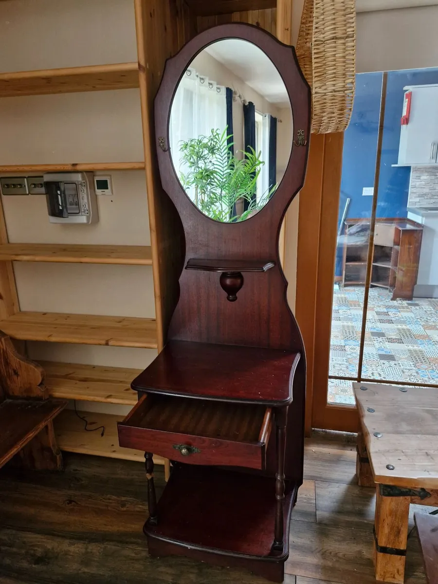 Antique hall stand with mirror - Image 1