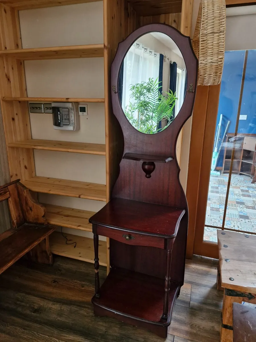 Antique hall stand with mirror - Image 2