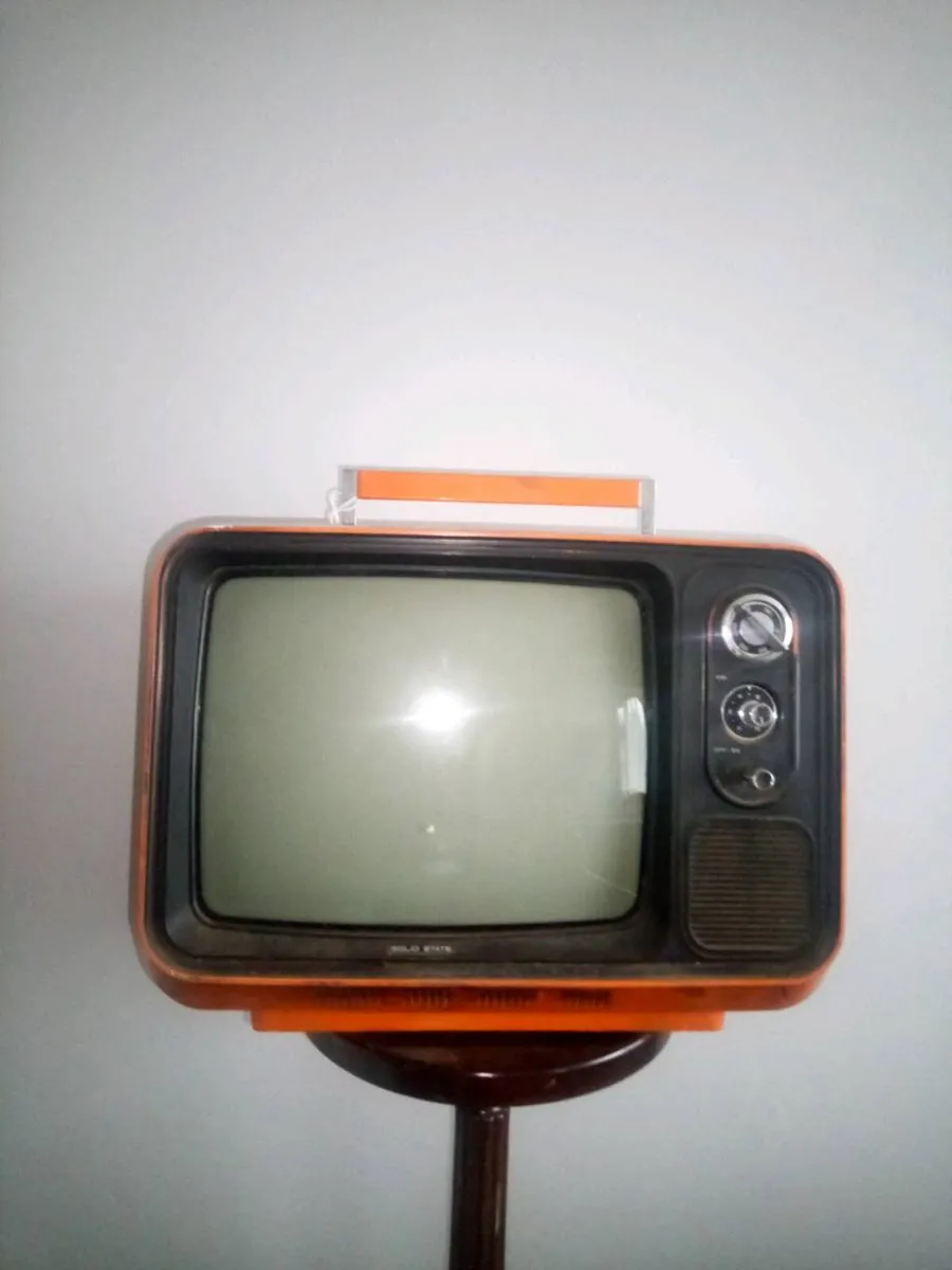 Vintage 70s Retro Orange Portable Tube TV - Image 1