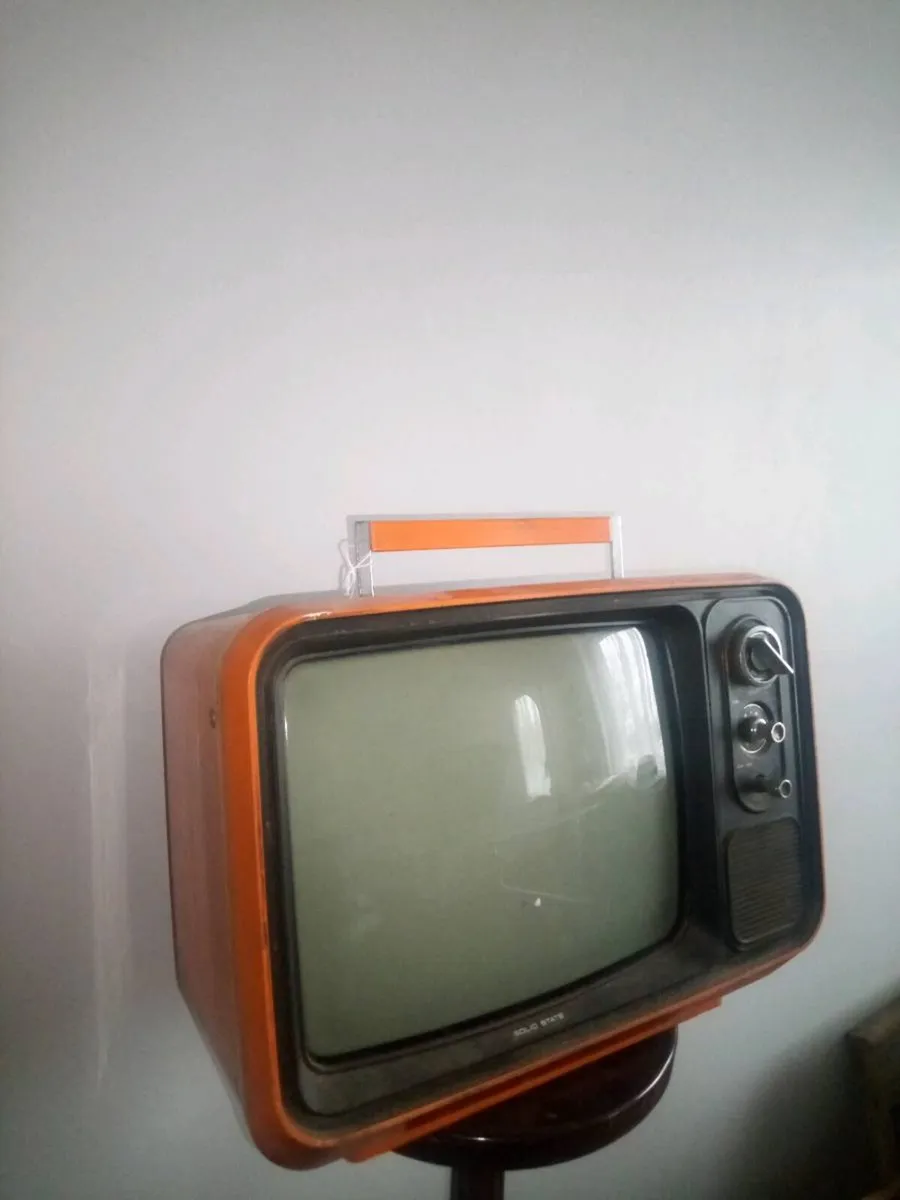 Vintage 70s Retro Orange Portable Tube TV - Image 2