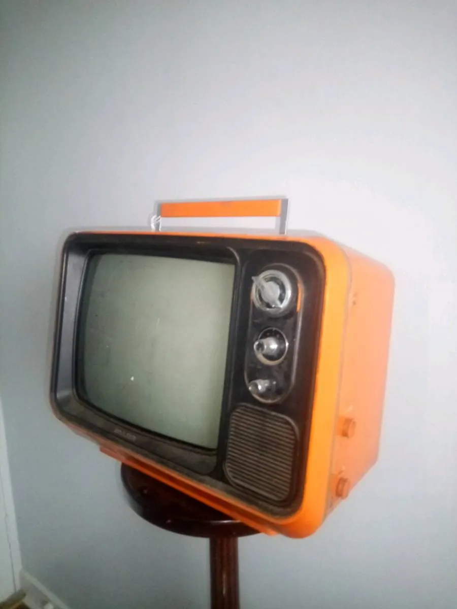 Vintage 70s Retro Orange Portable Tube TV - Image 3