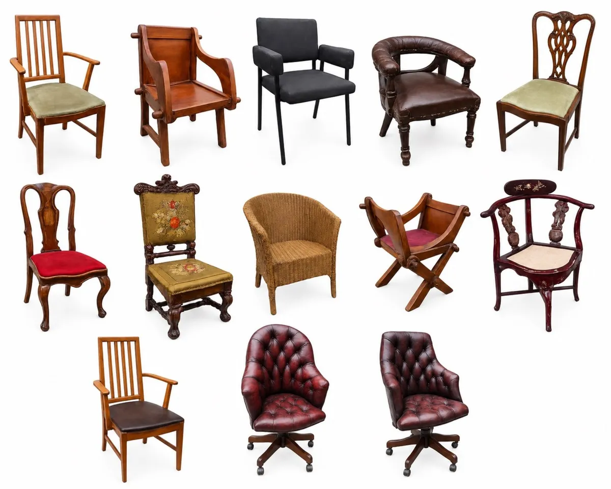 Various vintage and antique chairs - Image 1