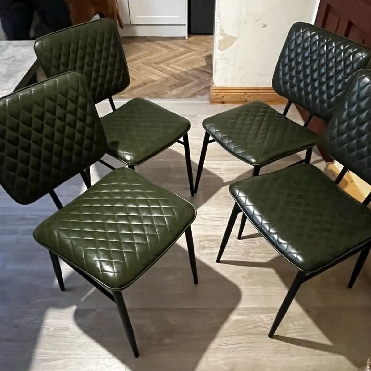 Cult furniture - green faux leather dining chairs - Image 1