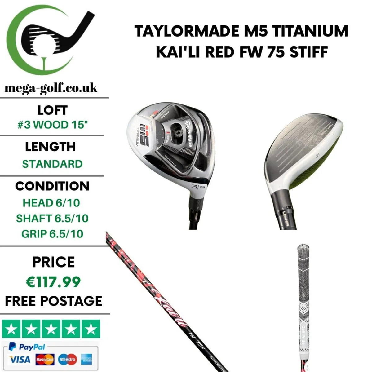 Taylormade M5 Titanium #3 Wood 15° / Stiff - Image 1