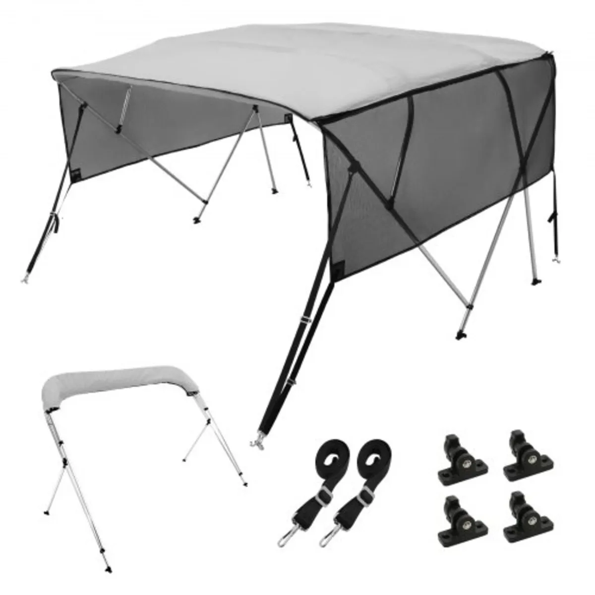 4 Bow Bimini Top Boat Cover, Detachable Mesh Sidew - Image 1