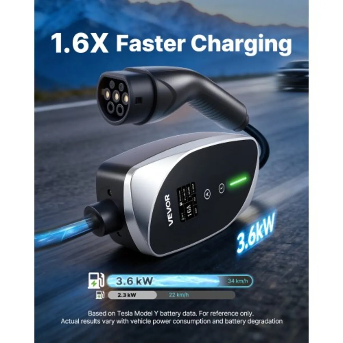 Mobile Wallbox, 3.6 kW 16A, Type 2 Portable EV Cha - Image 3