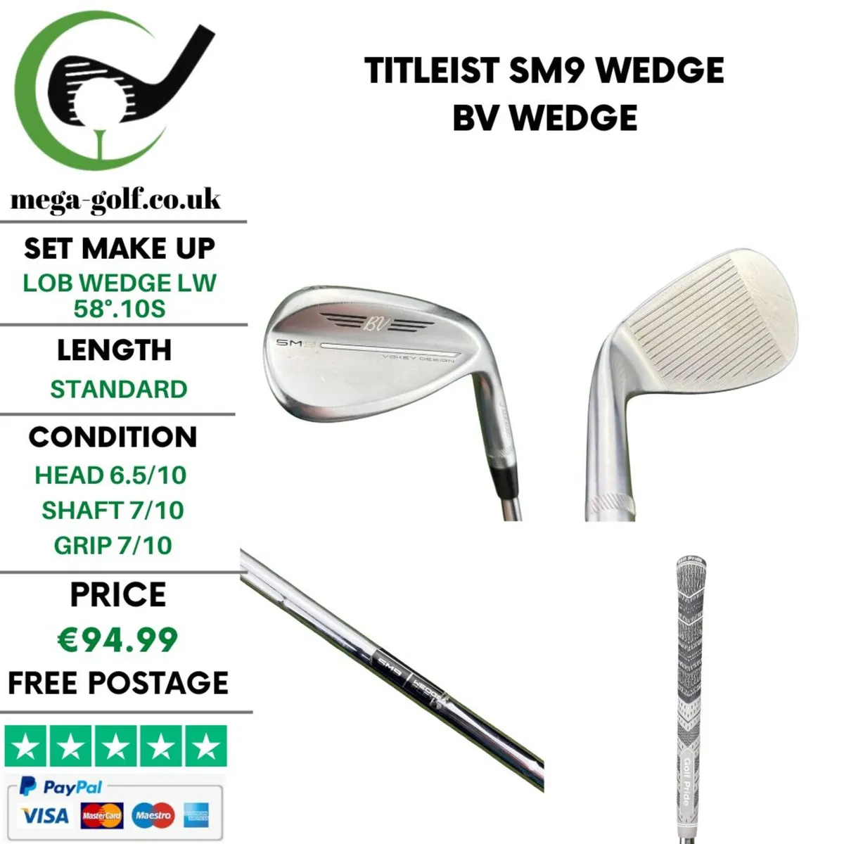 Titleist SM9 Wedge Lw 58°.10S / Bv Wedge - Image 1