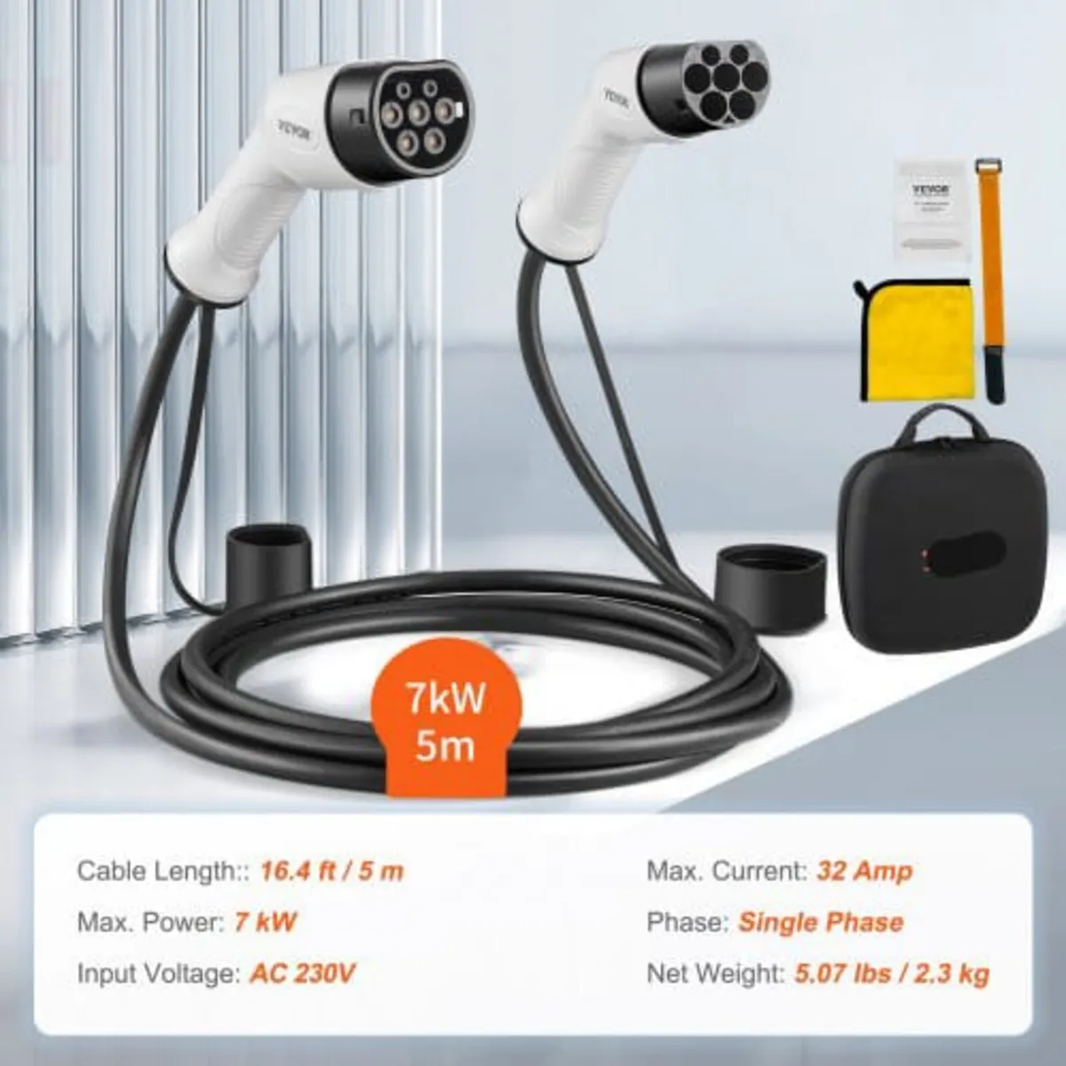 Type 2 to Type 2 EV Charging Cable, 32Amp, 7kW 5 M - Image 4