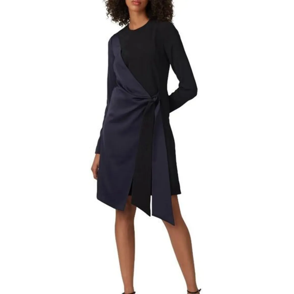 Victoria Beckham navy / black panel wrap dress 14