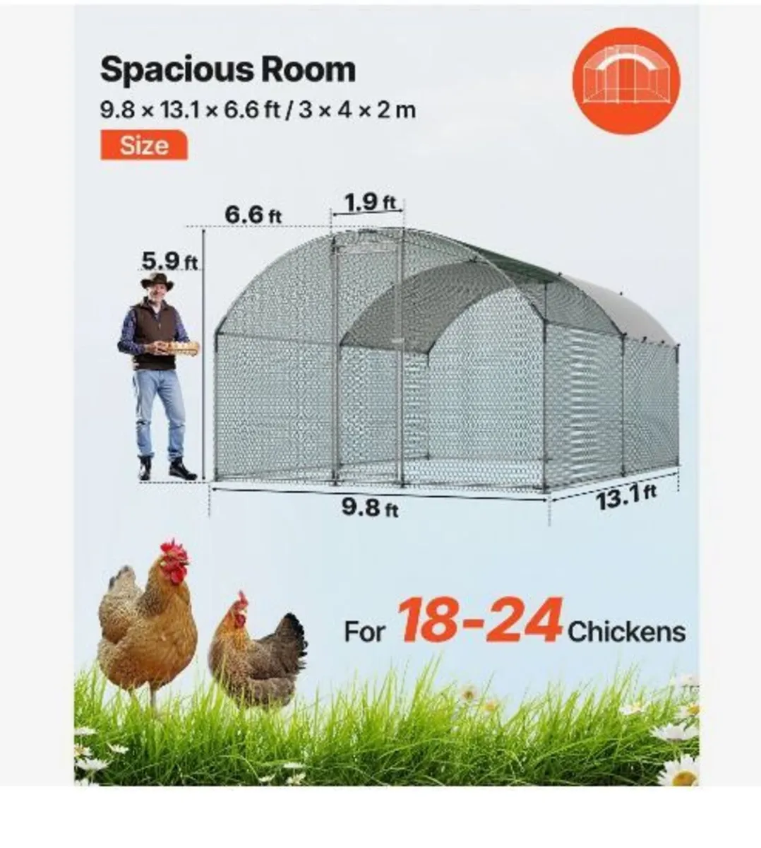 Metal Chicken Coop, 9.8x13.1x6.5 ft Large - Image 2