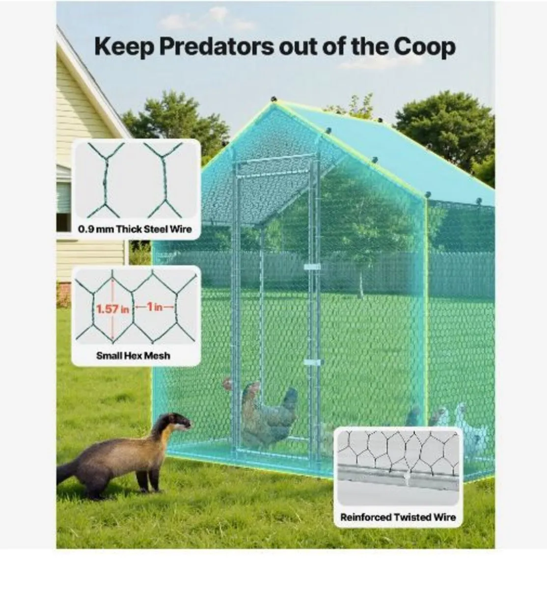 Large Metal Chicken Coop, 2 x 1 x 2 m - Image 4