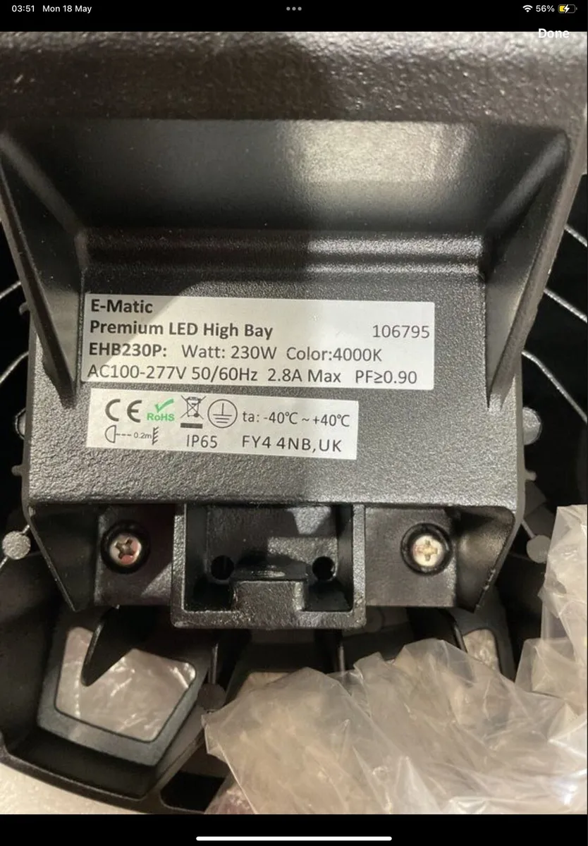 E-Matic 230W High Lumen LED High Bay 4000K - Image 3