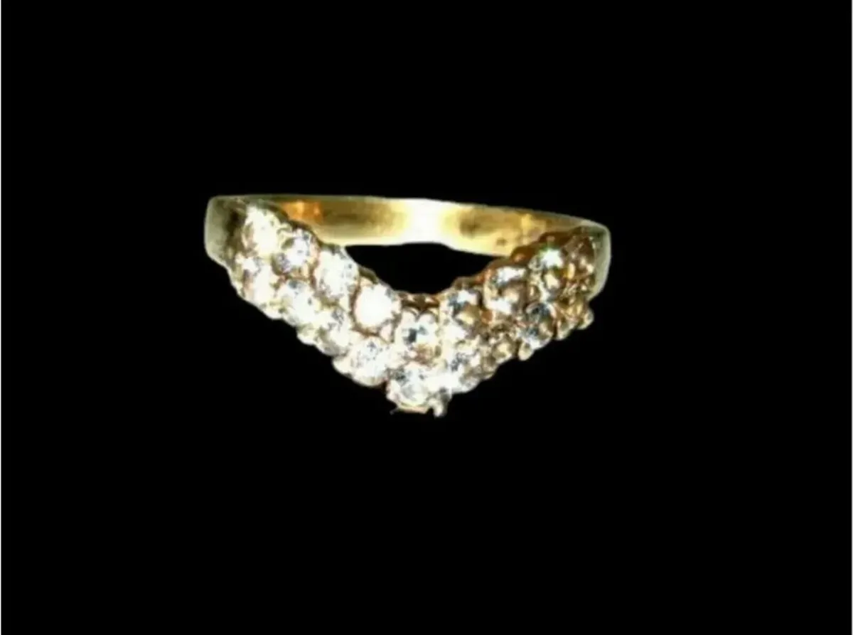 Vintage Hallmarked Silver Sapphire Wishbone Ring - - Image 2