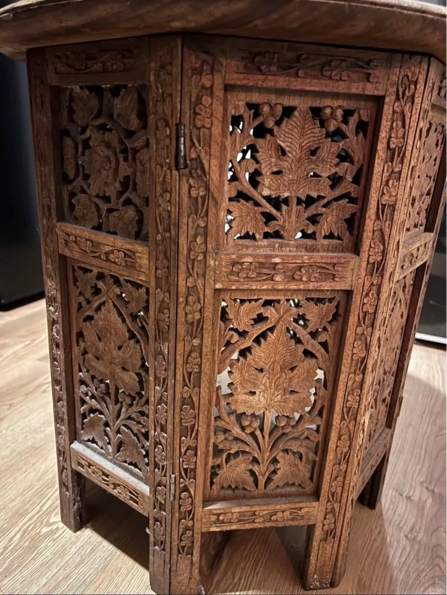 Antique Burmese carved rosewood table liberty - Image 1