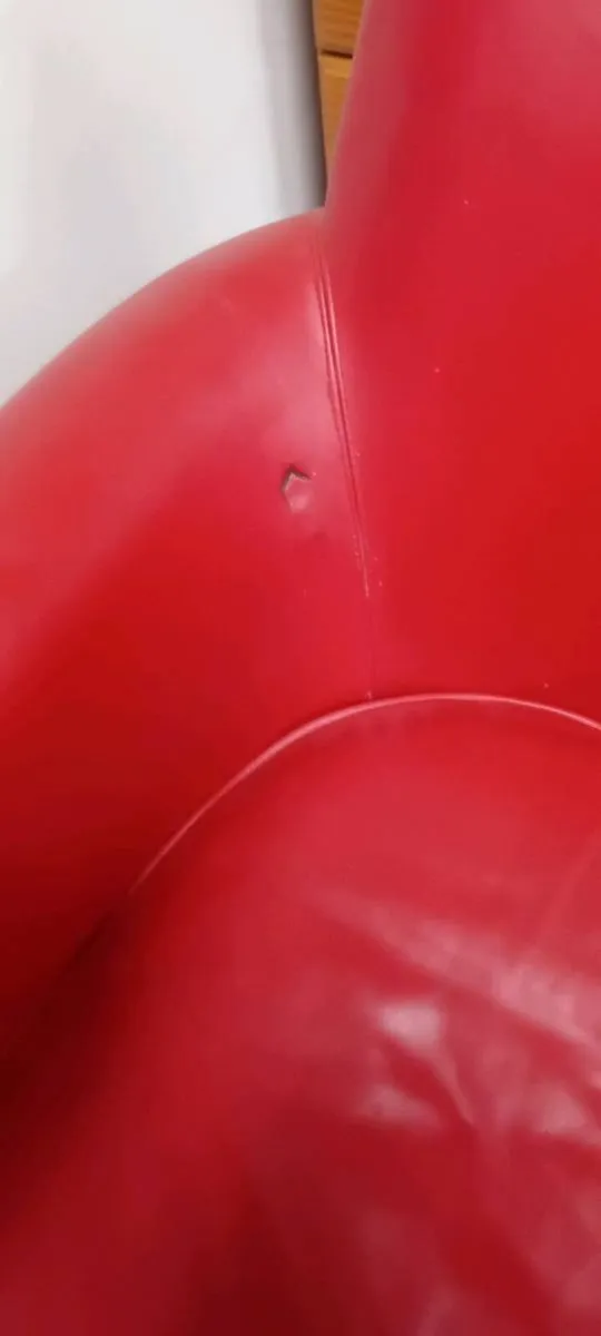 Red Real Leather Tub Chair - Image 2