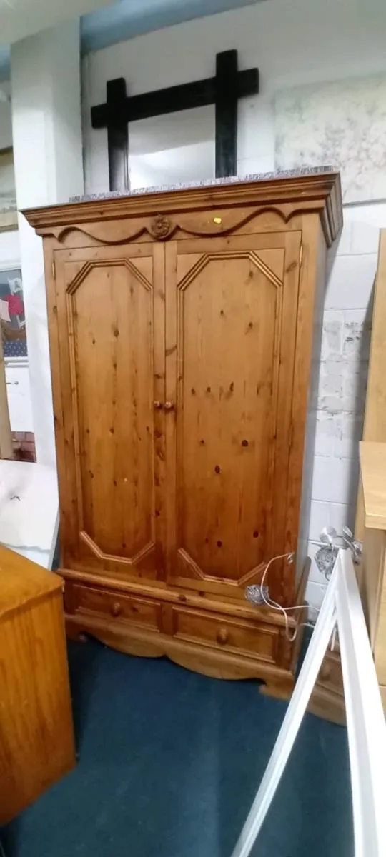 Large Solid Pine Decorative Wardrobe - Image 1