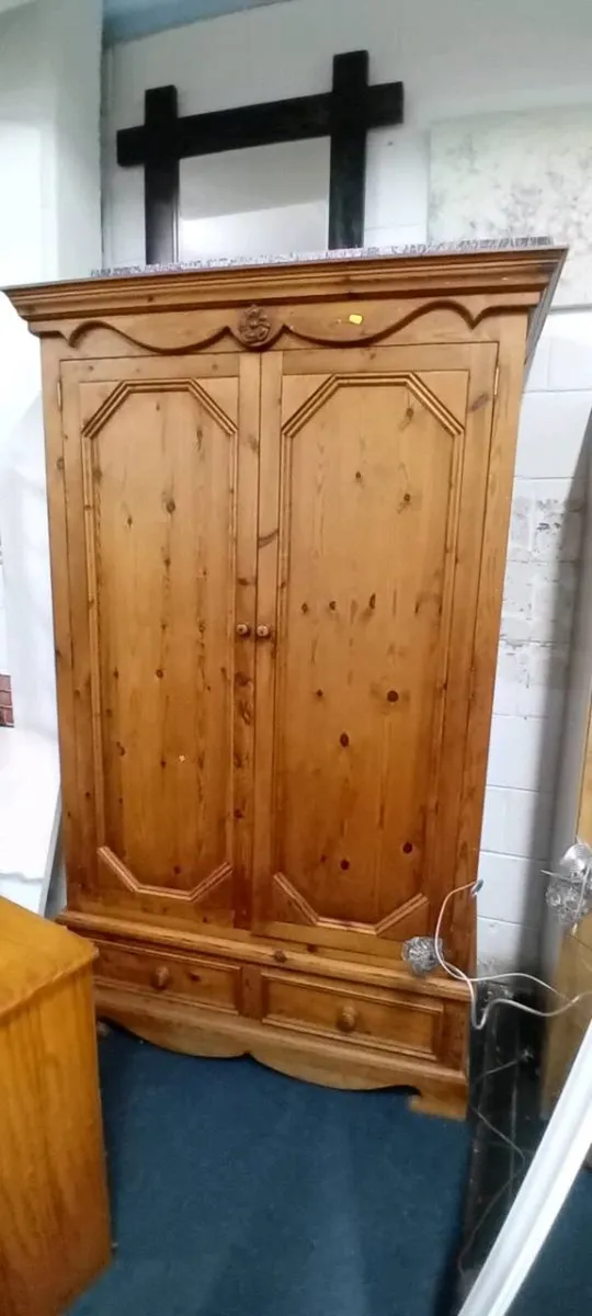 Large Solid Pine Decorative Wardrobe - Image 2
