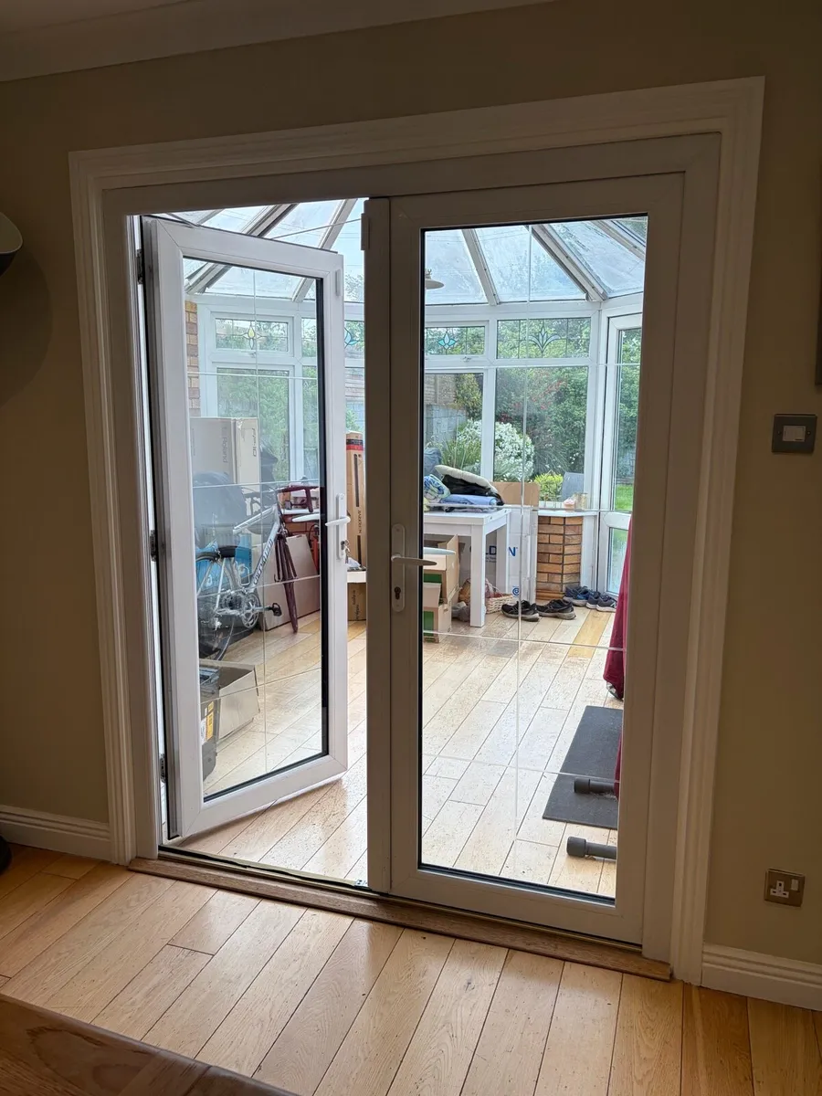 White PVC Double-Glazed French Doors & Frame - Image 3