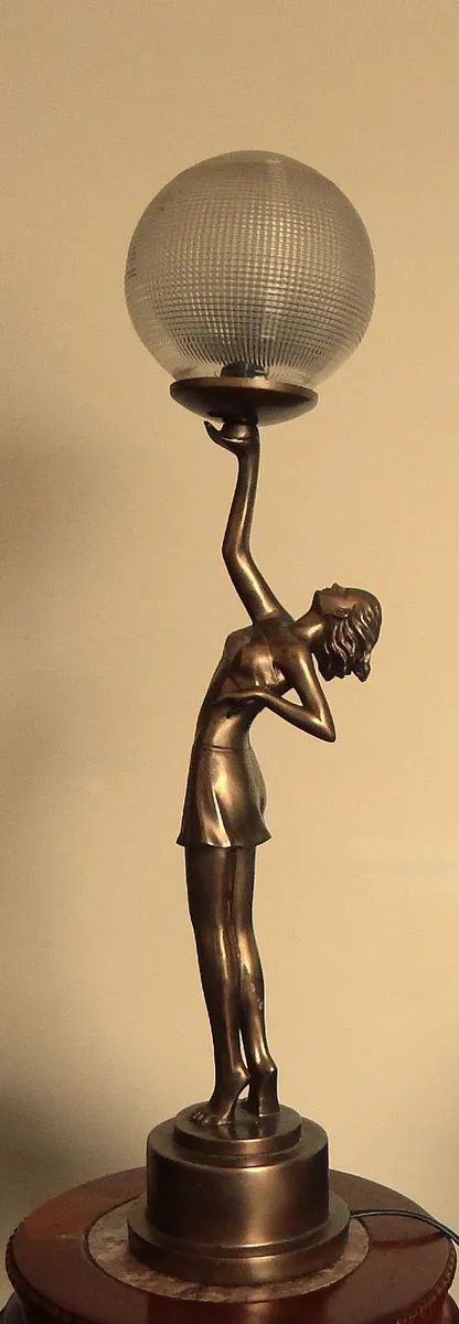 Art Deco Style Bronze Effect Metal Table Lamp - Image 1