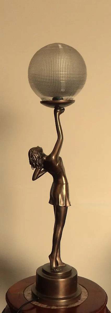 Art Deco Style Bronze Effect Metal Table Lamp - Image 2