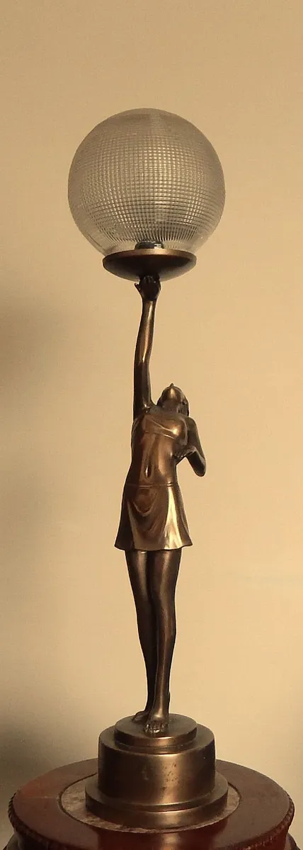 Art Deco Style Bronze Effect Metal Table Lamp - Image 3
