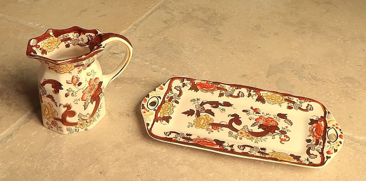 Mason’s Ironstone Brown Velvet Jug & Sandwich Tray - Image 4