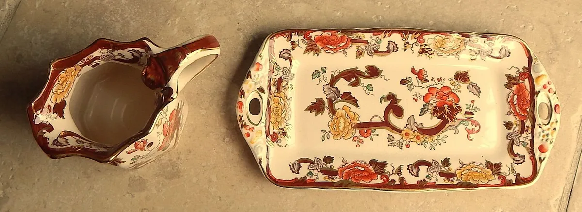 Mason’s Ironstone Brown Velvet Jug & Sandwich Tray - Image 3