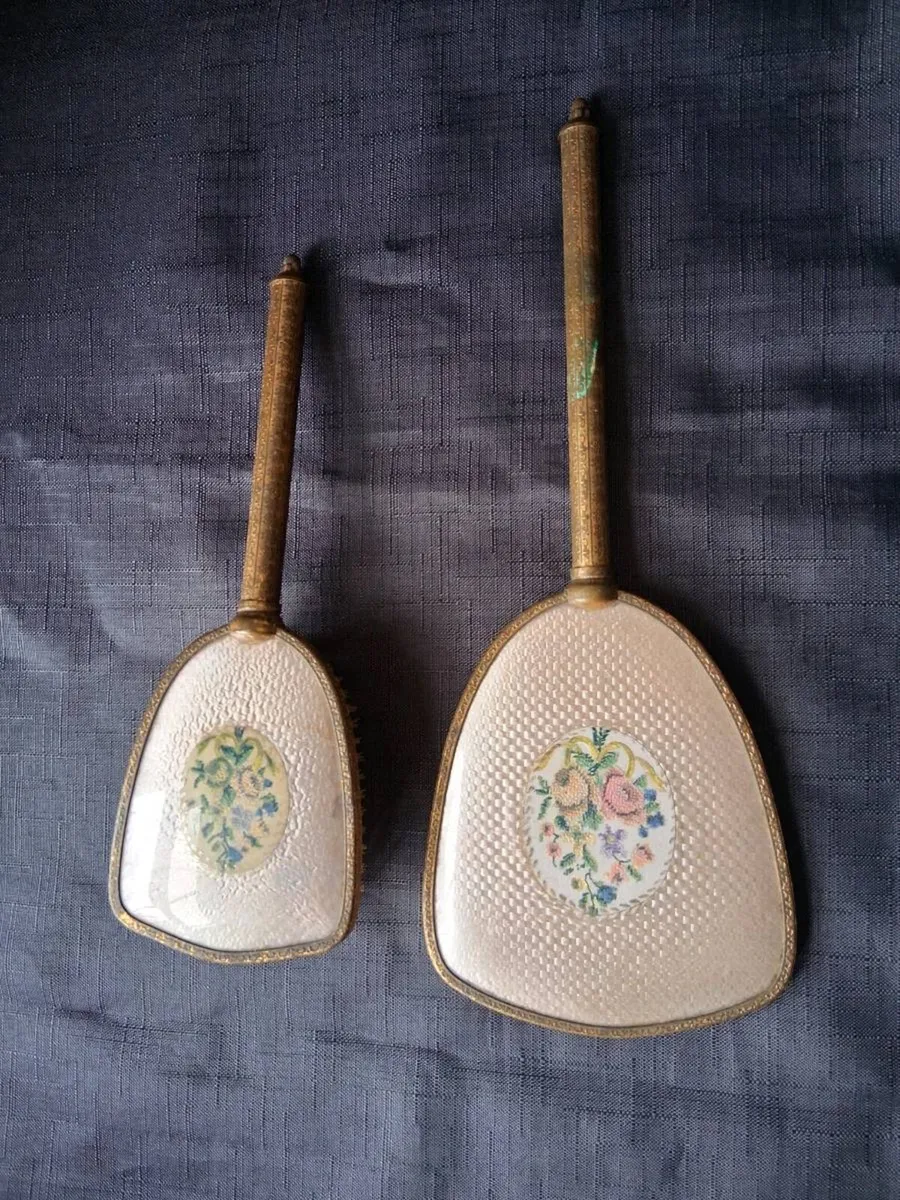 Vintage Vanity Mirror & Brush Set - Image 1