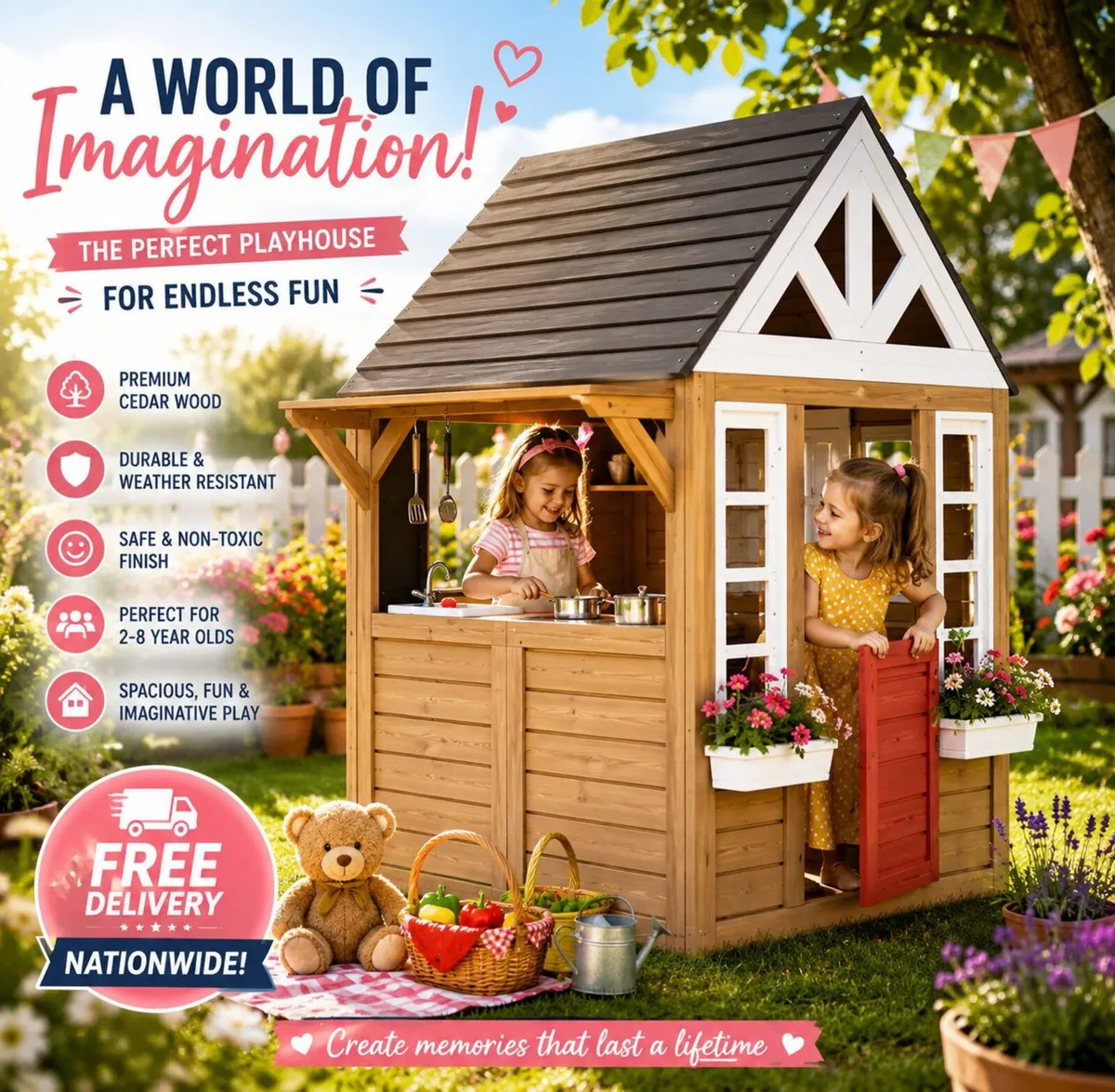 Outdoor Wooden Playhouse - Image 3