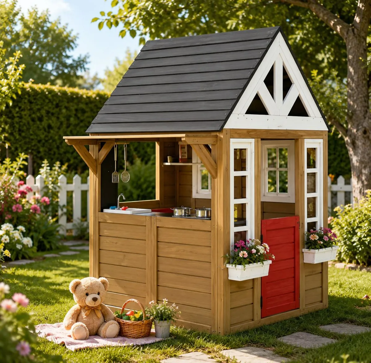 Outdoor Wooden Playhouse - Image 4