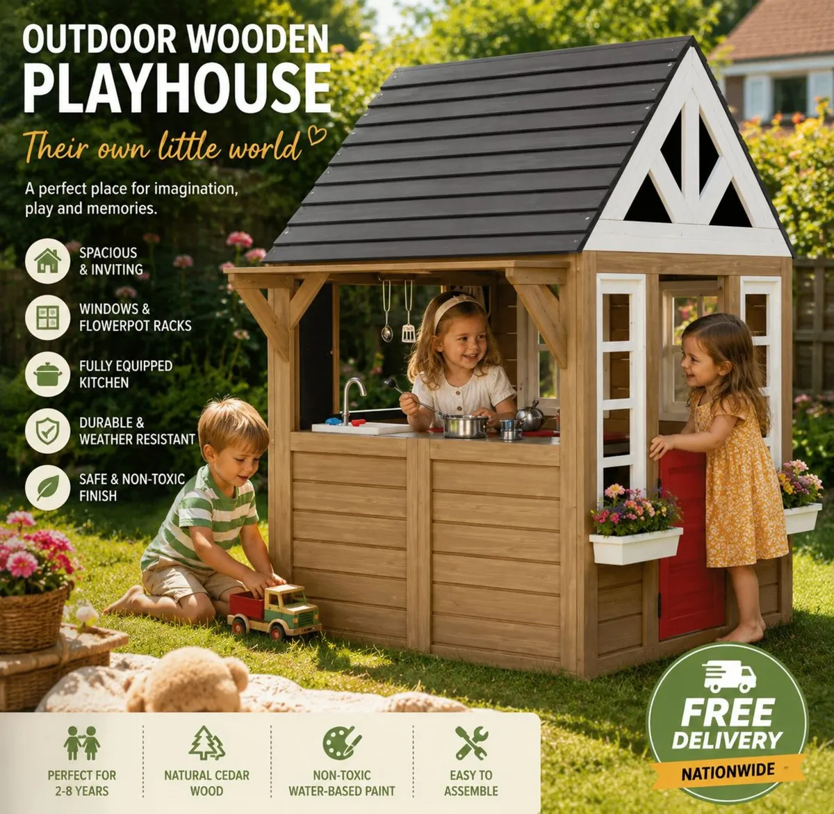 Outdoor Wooden Playhouse - Image 1