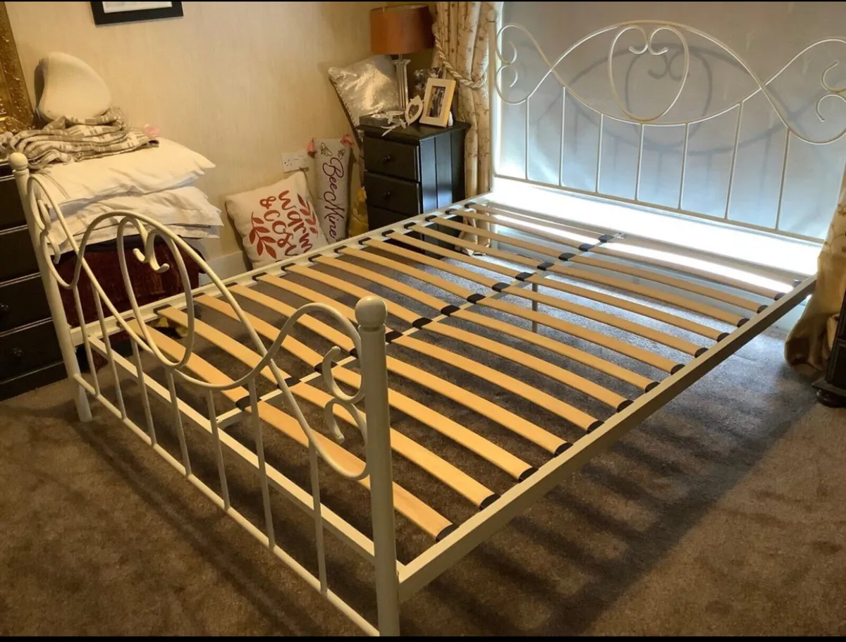 Beautiful Cream Solid Metal King Size Bed -Deliver - Image 1
